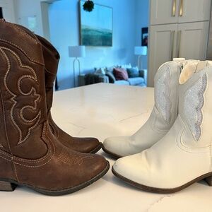 Cat & Jack/ NYC Madden Brown and White Kids Cowboy Boots